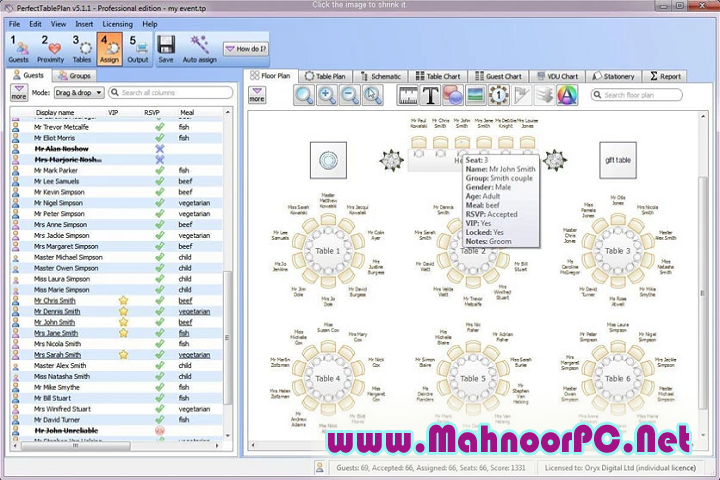 Oryx Digital PerfectTablePlan Professional 7.0.0 PC Software