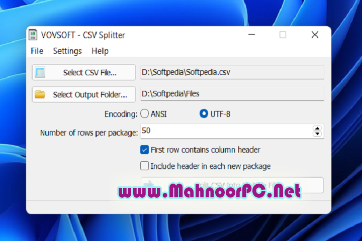 VovSoft CSV Splitter 2.0 PC Software