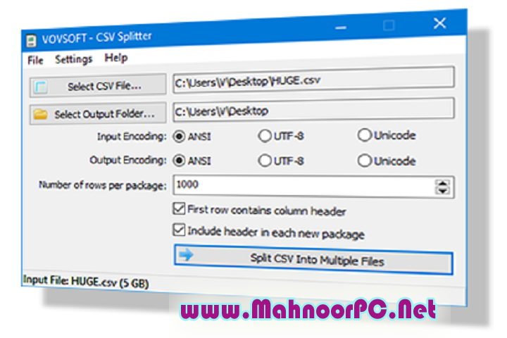 VovSoft CSV Splitter 2.0 PC Software