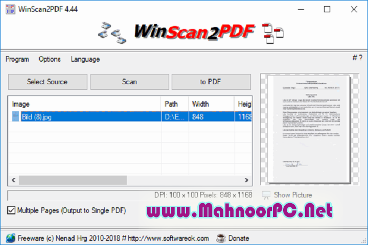 WinScan2PDF v1.0 PC Software